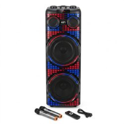   Párty reproduktor s akumulátorom, 2 × 12" reproduktormi, LED osvetlením a 2 mikrofónmi YR-2202