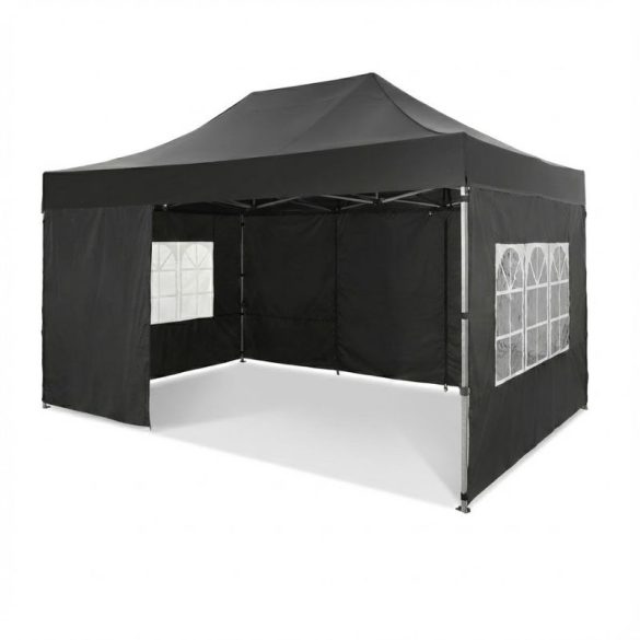 Ťažkotonážny párty stan s 4 bočnými stenami čierny YR157975-F