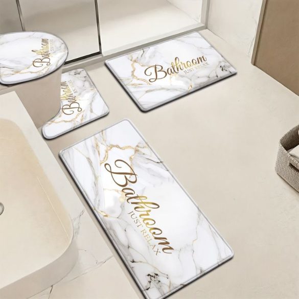 Sada 4 kusov kúpeľňových koberčekov s bielym mramorovým vzorom YR2866936-4