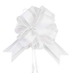   8-dielna sada veľkých svadobných a dekoratívnych mašlí – biela YR5896441