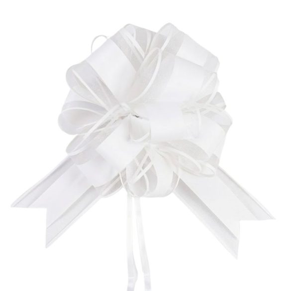 8-dielna sada veľkých svadobných a dekoratívnych mašlí – biela YR5896441