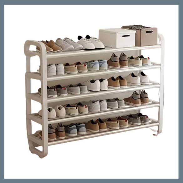 6-policový otvorený regál na topánky – biely, 75 × 73 cm YX1429869