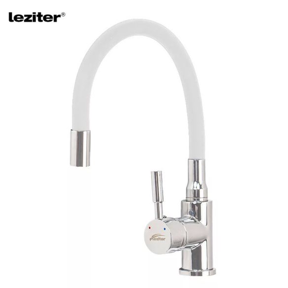 LEZITER Corin stojanová kuchynská batéria s flexibilným výtokom, biela ZS-7012-WH