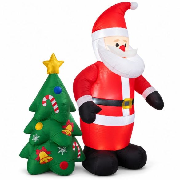 Nafukovacia vianočná dekorácia – svietiaci Santa Claus a ozdobený vianočný stromček 130 cm aa-24