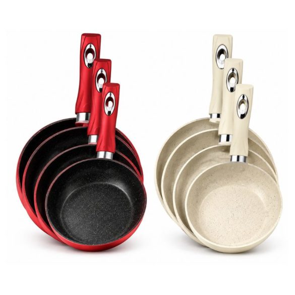 Sada panvíc Royalty Line z kovaného hliníka s mramorovým povrchom 20/24/28 cm, 3-dielna, červená/žltá ac-14