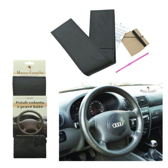Ochranný poťah na volant – pravá koža, typ A, čierny, perforovaný amMC055