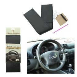   Ochranný poťah na volant – pravá koža, AX čierny amMC097