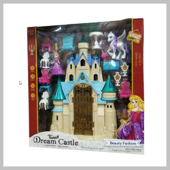 Súprava bábikového domčeka s bábikou, koňom a 12 doplnkami