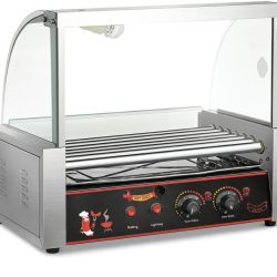   Profesionálny stroj na pečenie hot dogov so skleneným krytom (7 valčekov) holm0754