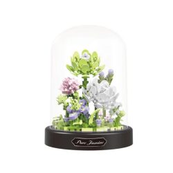   Balody Mini Blocks – „Pure Jasmine“ (Jazmín) kytica v sklenenej kupole (385 ks) holm20056