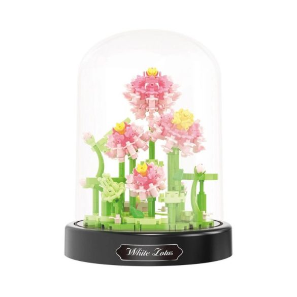 Balody Mini Blocks – Biela lotosová kvetina v sklenenej kupole (520 ks) holm20069