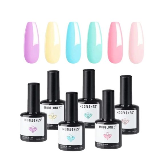 Modelones Premium jarno-letná sada pastelových gélových lakov – 6 krásnych odtieňov holm20087