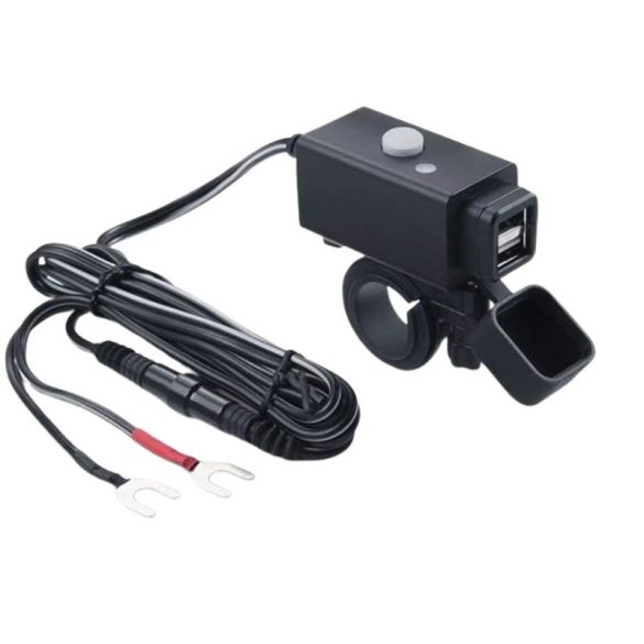 USB nabíjačka iMESTOU pre motocykle – vodotesná s dvoma portmi 2,1 A a prepínačom holm20166