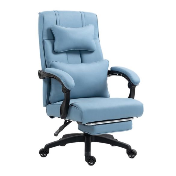 Kancelárska stolička Dowinx s opierkou na nohy, nastaviteľnou opierkou hlavy a bedrovou opierkou, modrá holm40045