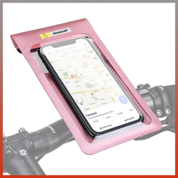 Vodotesný držiak na telefón na bicykel – ružový holm7071