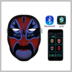   Svetelná LED maska na tvár s aplikáciou Bluetooth holm7149