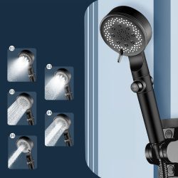   Prolight Homeland luxusná sprchová hlavica, 5-stupňová – čierna holm8412
