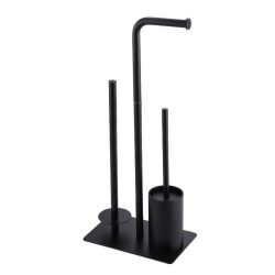   Čierny stojan na toaletný papier a kefu – nerezová oceľ holm8721