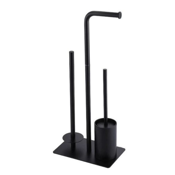 Čierny stojan na toaletný papier a kefu – nerezová oceľ holm8721