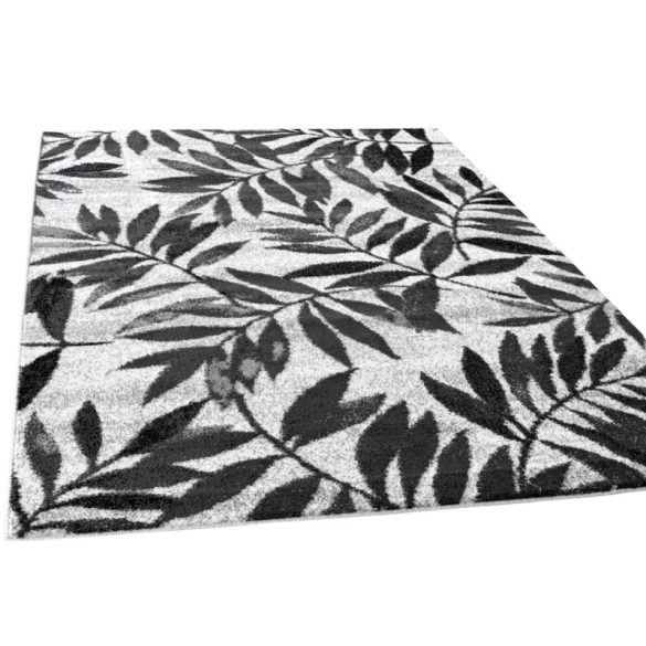 Koberec Torino 5128 – sivý, s listovým vzorom, 80 x 150 cm